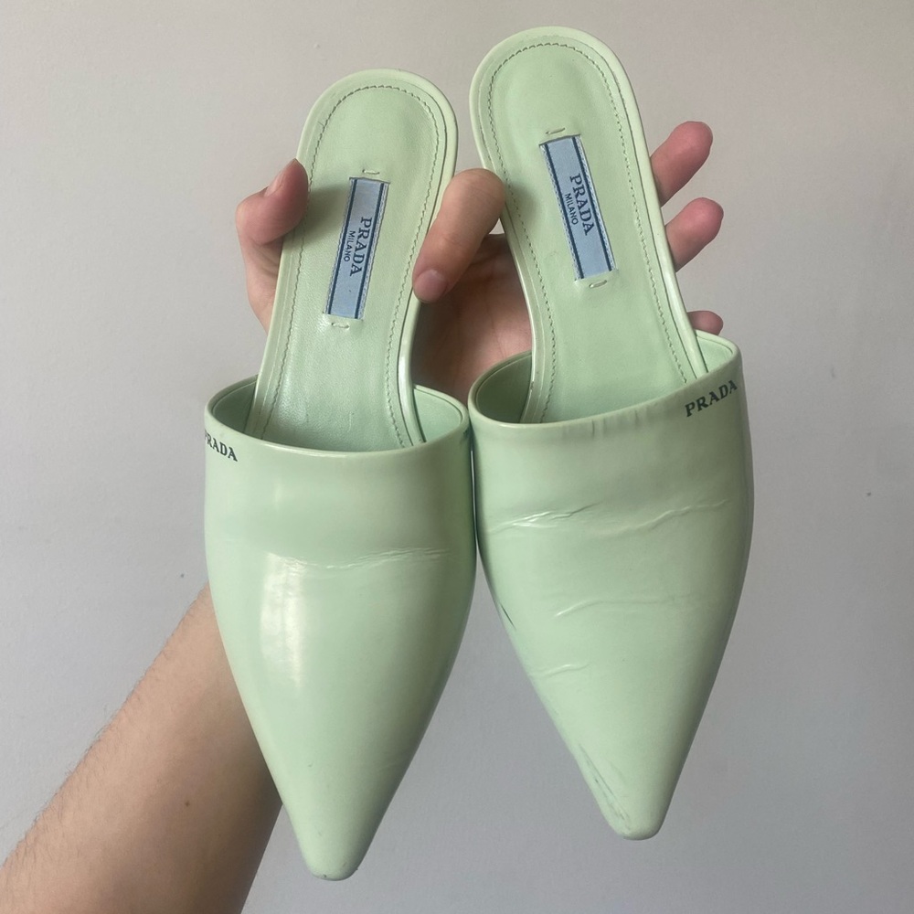 Prada Pistachio slides size 5 IT 35